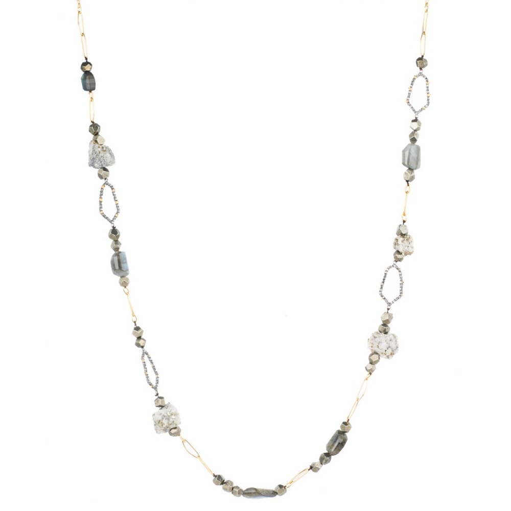 Crystal Encrusted Honeycomb Station Necklace